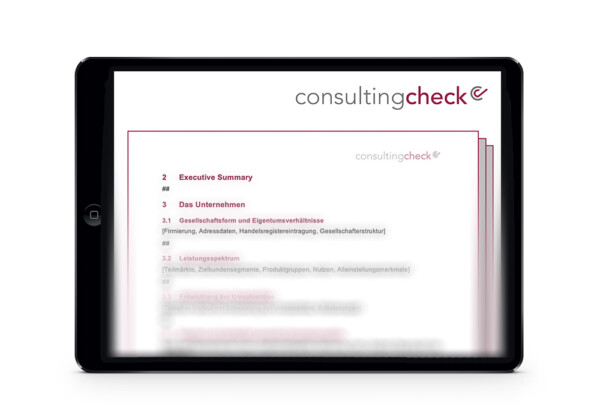 Ein Screenshot der Vorlage für einen Businessplan.