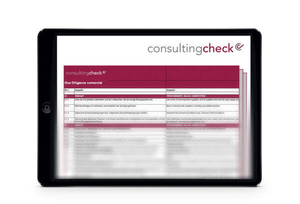 Ein Screenshot der Checkliste für die Commercial Due Diligence.