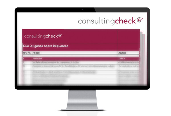 Ein Screenshot der Checkliste für die Tax Due Diligence.