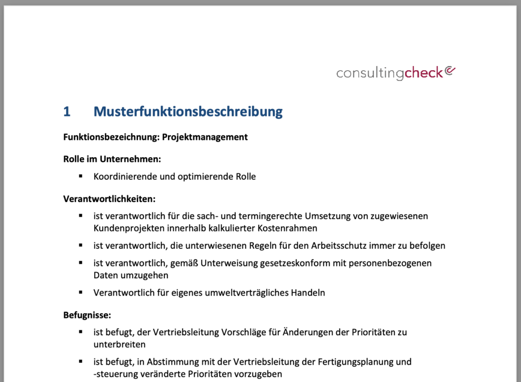 Define Muster Funktionsbeschreibung Arbeitsplatz – IAZDR
