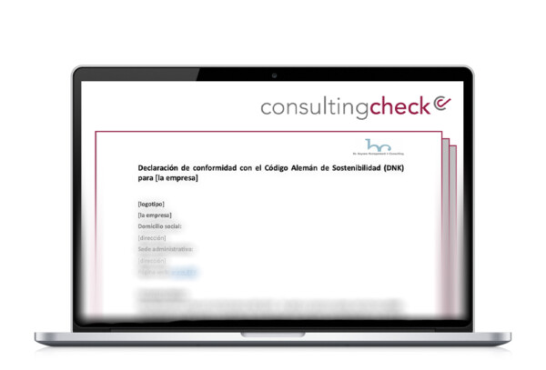 Ein Screenshot der Vorlage für eine Entsprechenserklärung nach dem deutschen Nachhaltigkeitskodex.